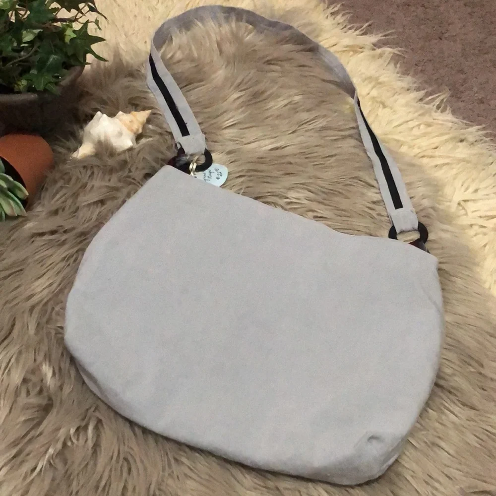 NWT-Handmade Cloth Purse-15x12-Gray-SnapTop Closure-Crossbody Style